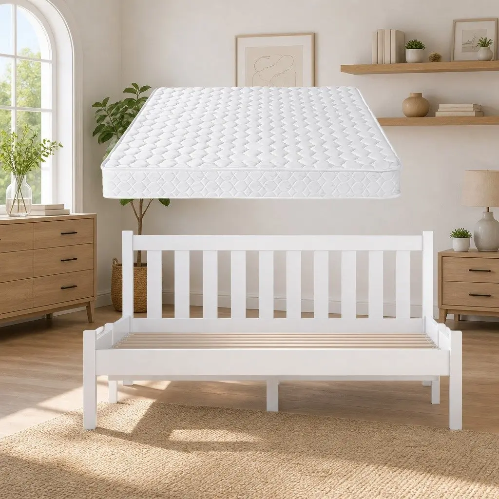 Double Mattress with Solid Pine Bed Frame