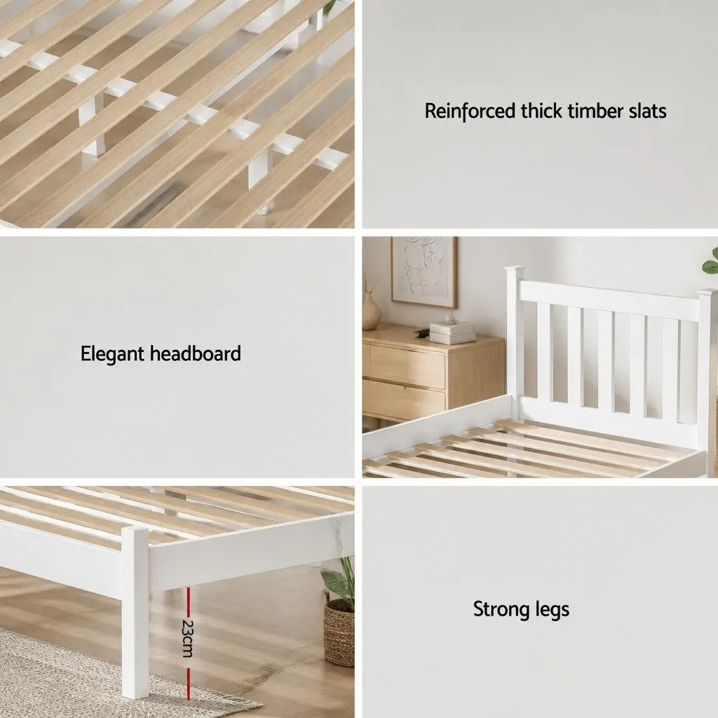 Double Mattress with Solid Pine Bed Frame