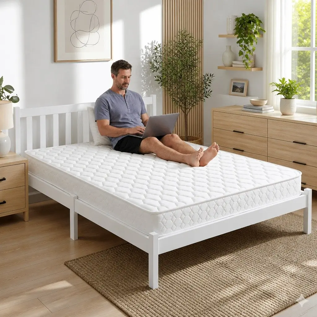 Double Mattress with Solid Pine Bed Frame