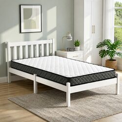 High-Quality Single Mattress and Bed Frame Set in White Pine