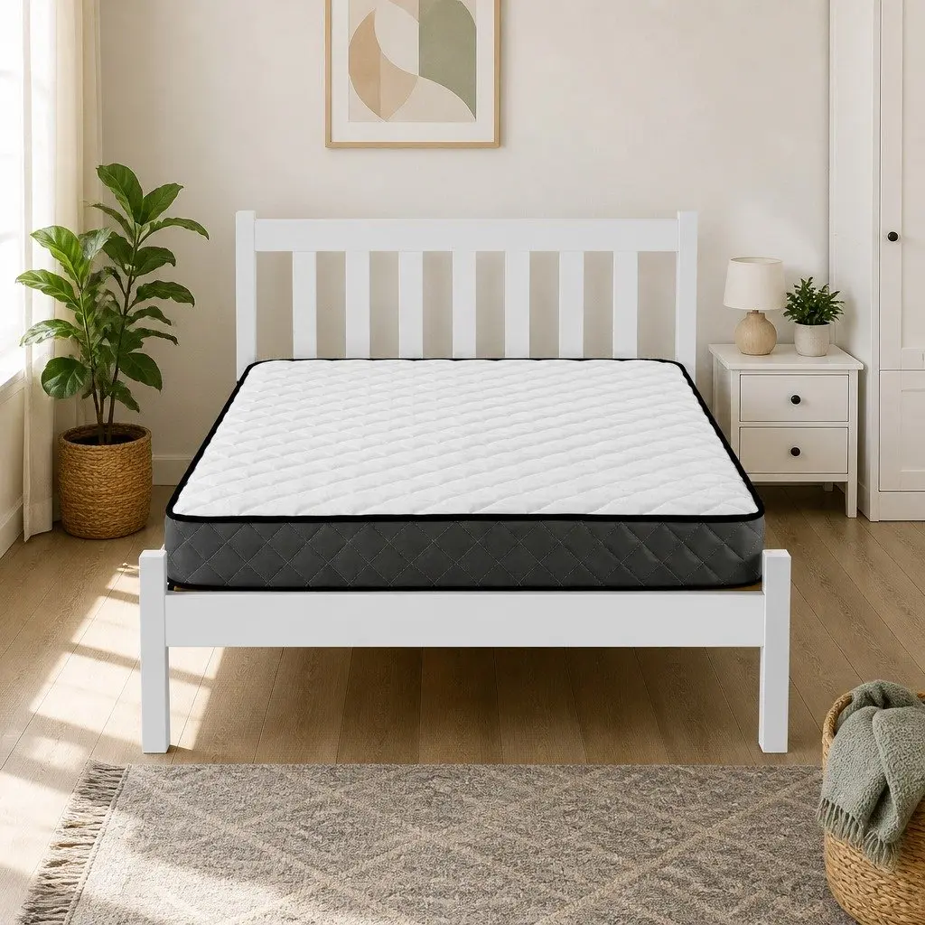 Single Mattress and Bed Frame Set in White Pine