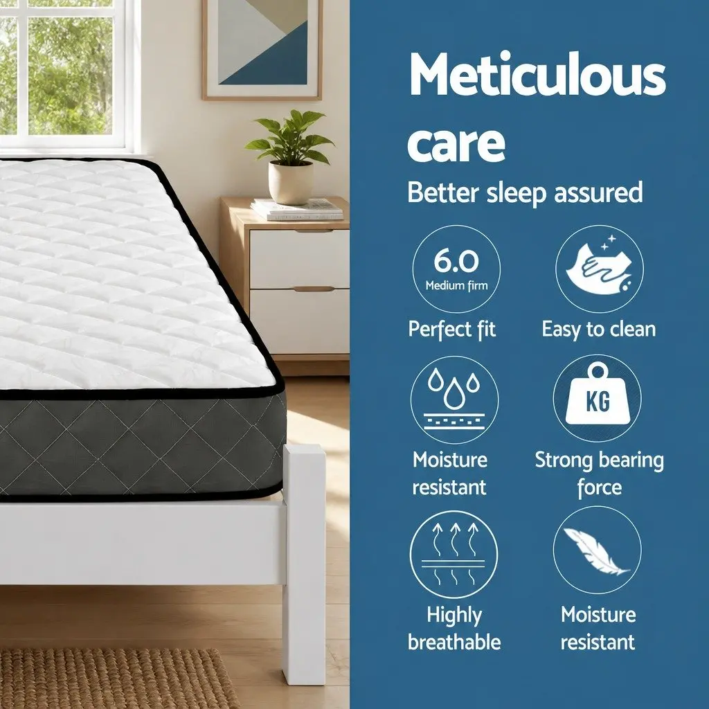 Single Mattress and Bed Frame Set in White Pine