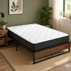 Sturdy Double Metal Bed Frame and 16cm Hybrid Mattress Set