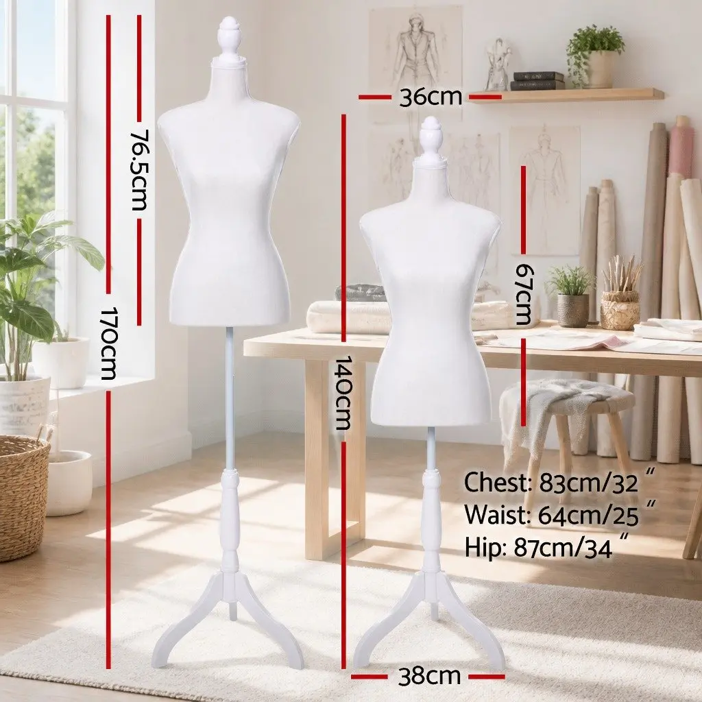 Dressmaking Mannequin Canvas 170cm Adjustable Height White
