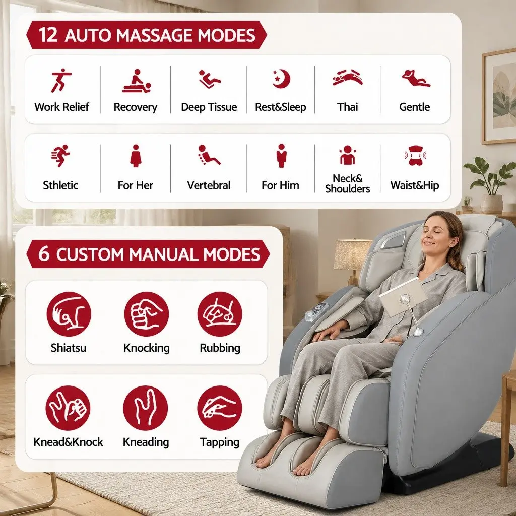 4D Massage Chair Recliner Full Body SL-Track Zero Gravity AI Body Scan Electric