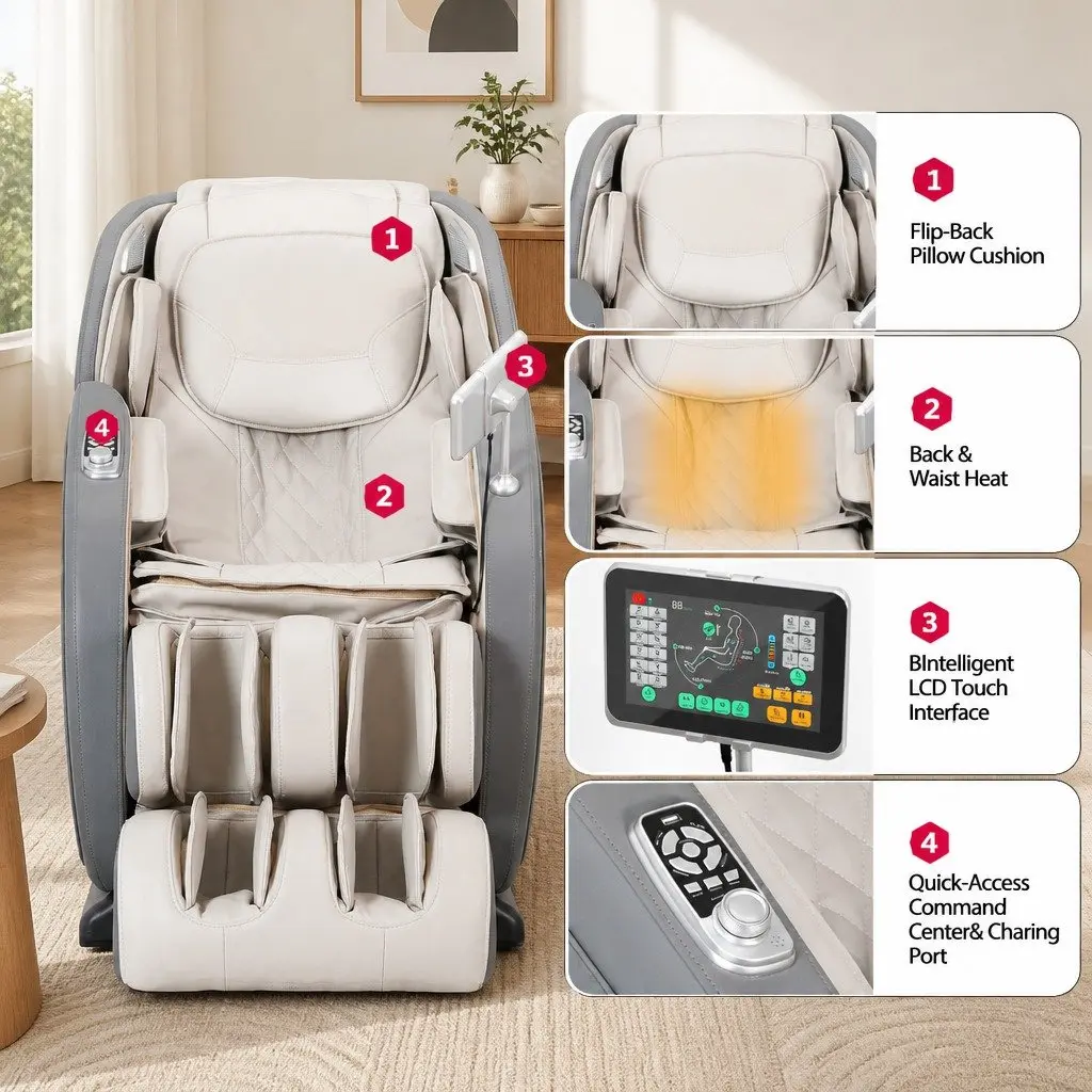 4D Massage Chair Recliner Full Body SL-Track Zero Gravity AI Body Scan Electric