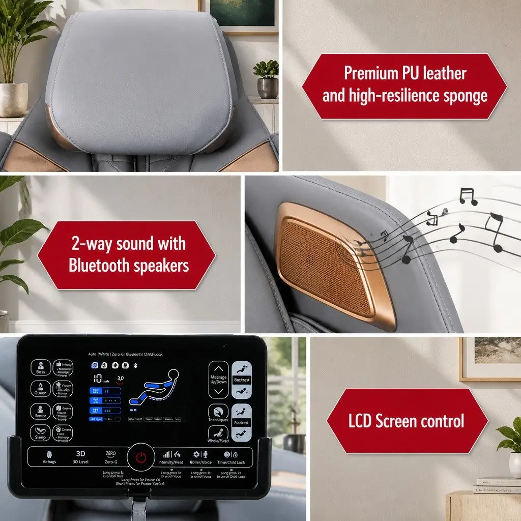 Electric Massage Chair with Bluetooth Speaker