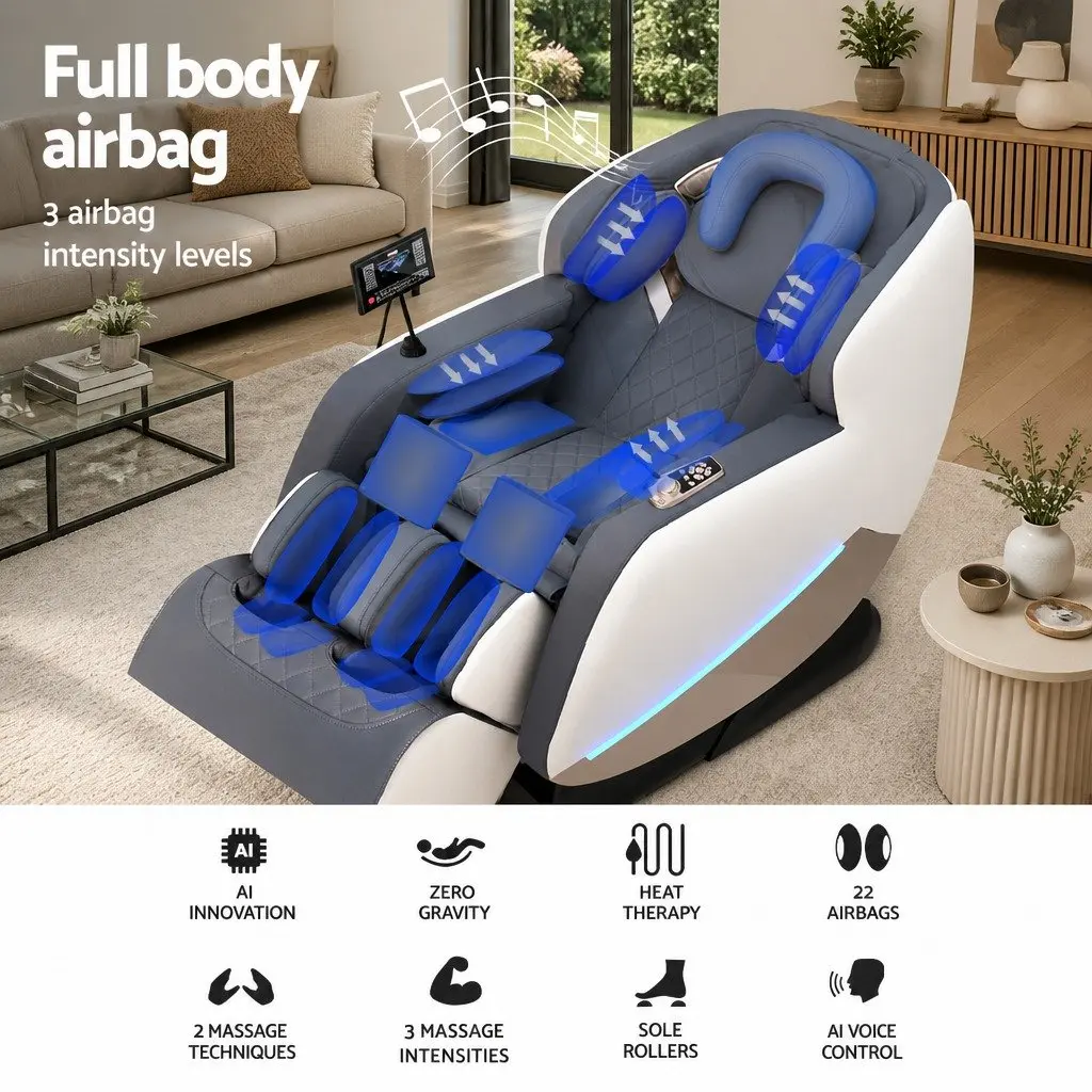 Grey Electric Massage Chair Recliner with Zero Gravity