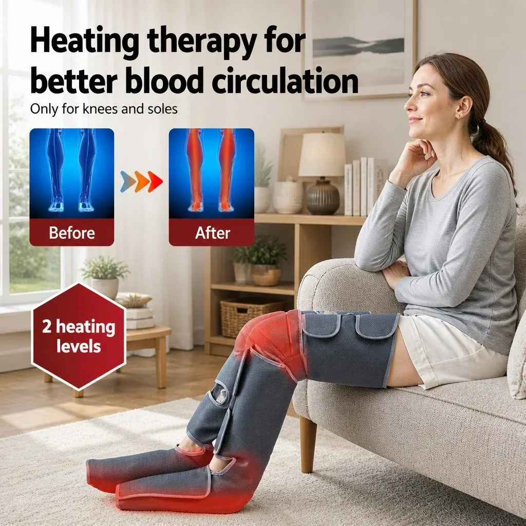 Leg Massager Fabric Black Neck Massager PU Leather Black 9 Piece