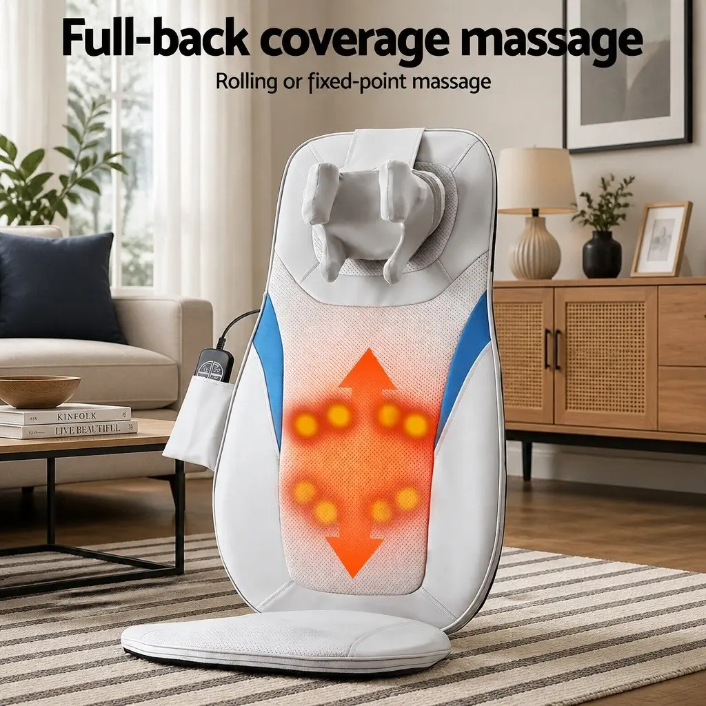 Massage Cushion 3D Kneading Heating Vibration Grey 40cm x 36cm x 72cm