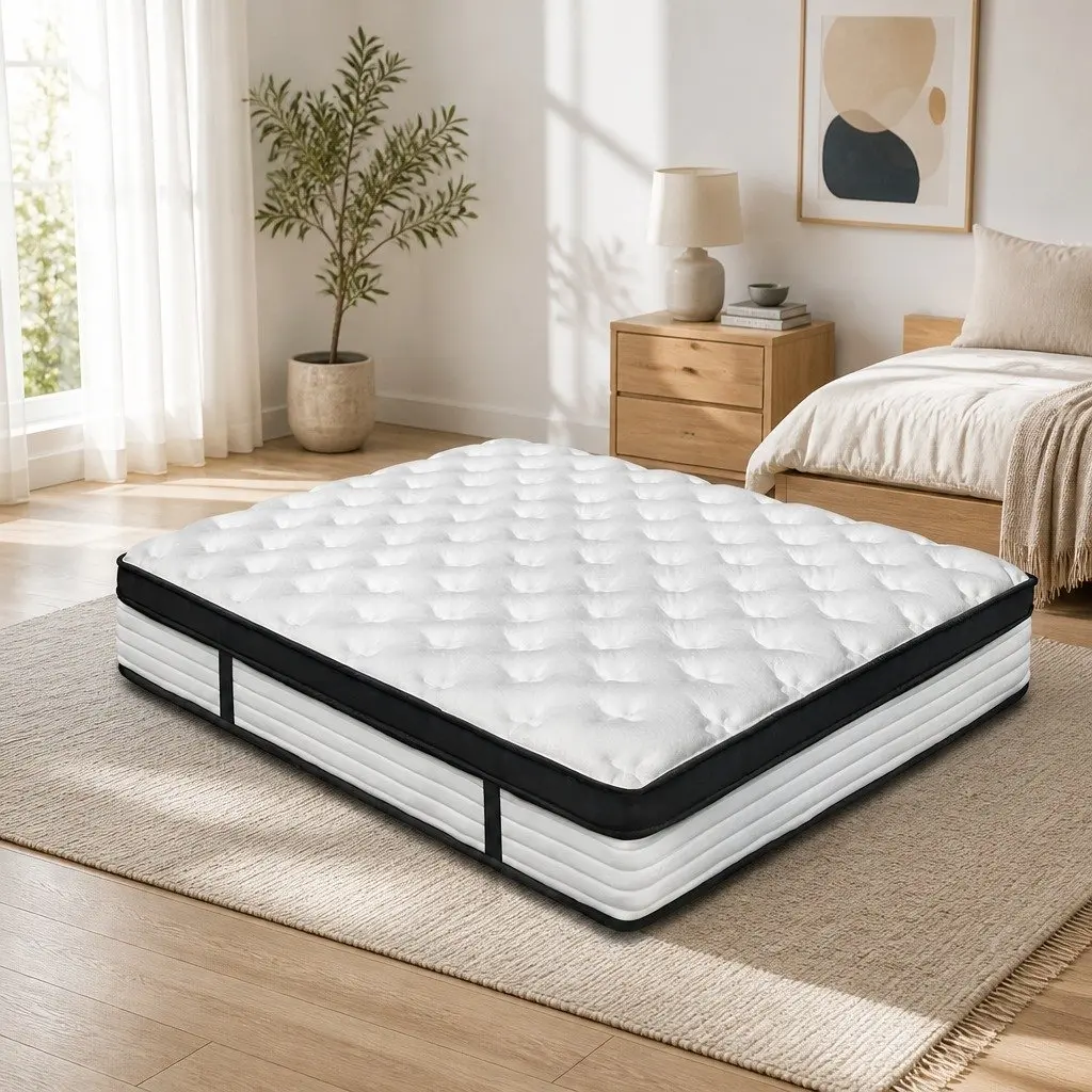 King Size Mattress Euro Top 31cm Plush Medium Firmness Pocket Spring White