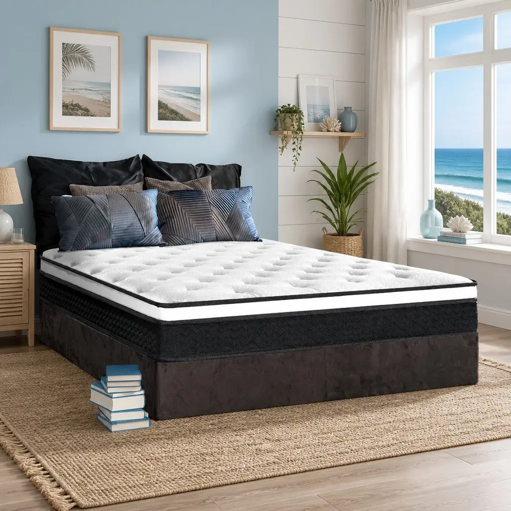 Double Mattress Hypoallergenic 21cm Euro Top Bonnell Spring Medium Firm White