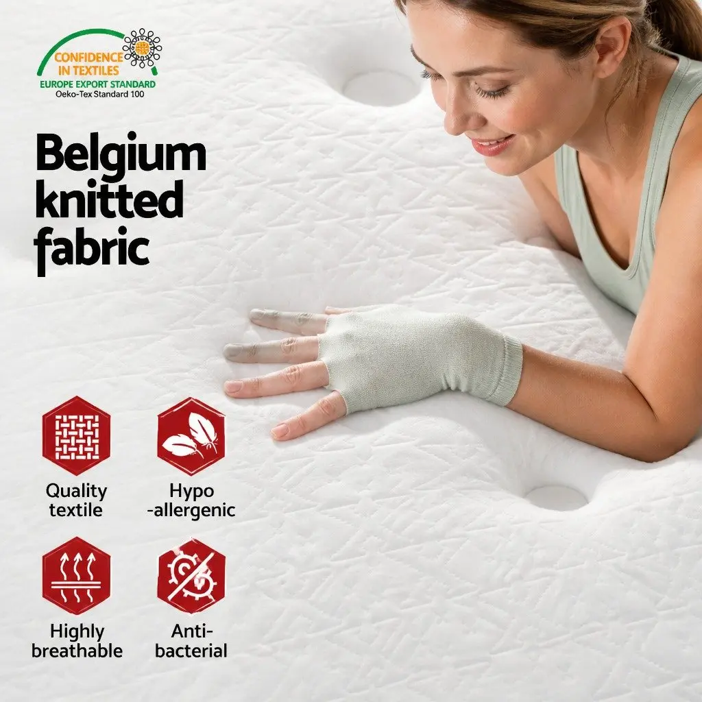 King Size Mattress 21cm Euro Top Bonnell Spring Firm Support Hypoallergenic Bed