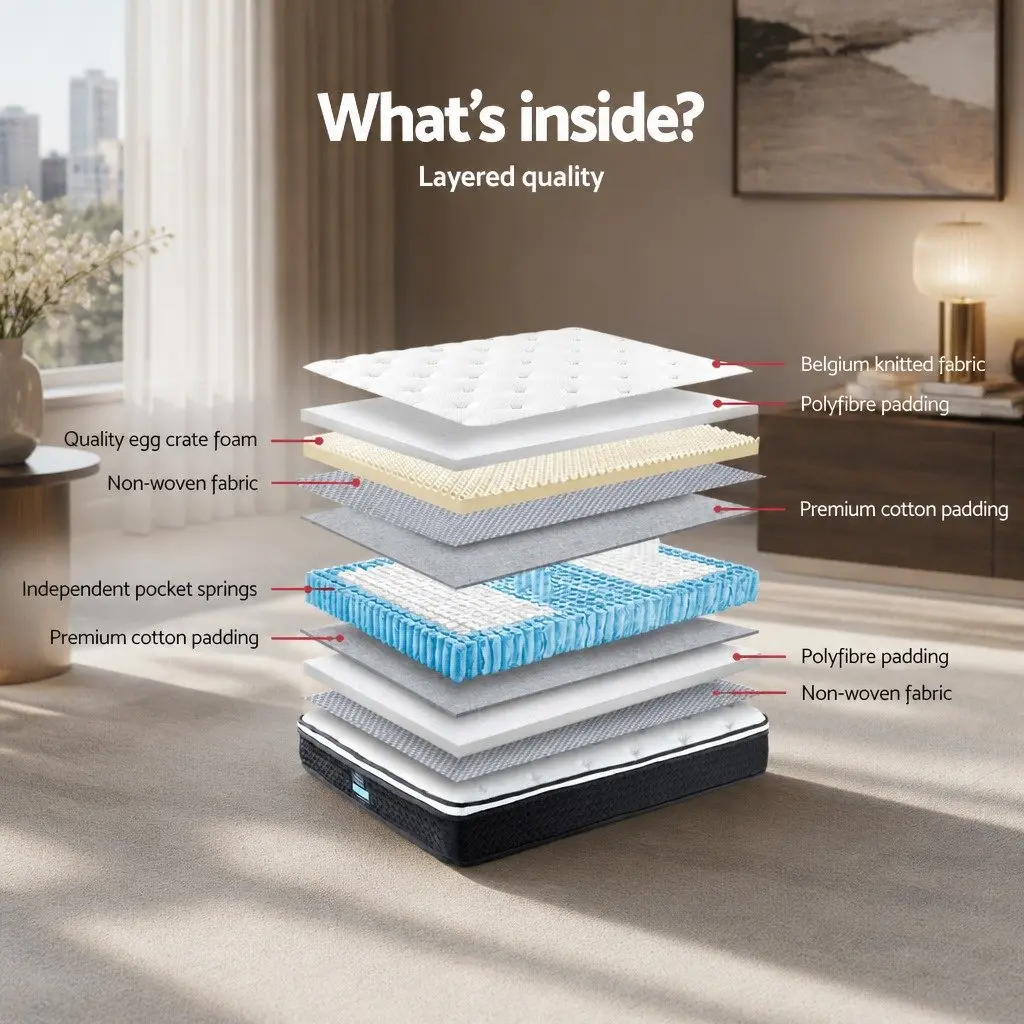 King Size Mattress 21cm Euro Top Bonnell Spring Firm Support Hypoallergenic Bed