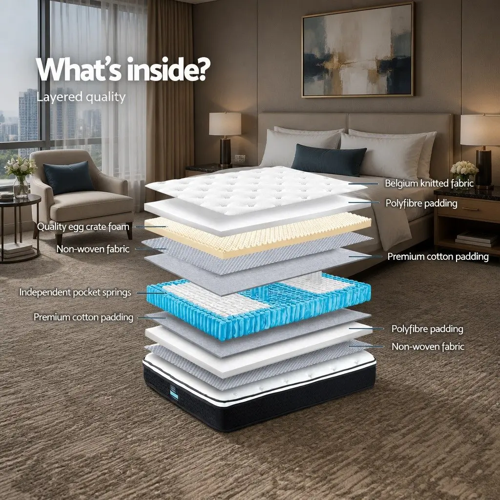 King Size Mattress 21cm Euro Top Bonnell Spring Firm Support Hypoallergenic Bed