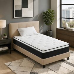King Single Mattress 21cm Euro Top Bonnell Spring Medium Firm Support