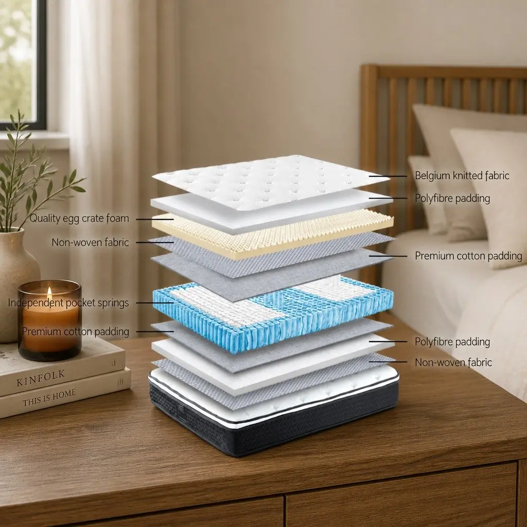 Queen Mattress Bonnell Spring 21cm Medium Firm White