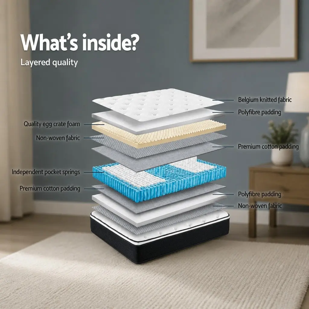 Queen Mattress Bonnell Spring 21cm Medium Firm White