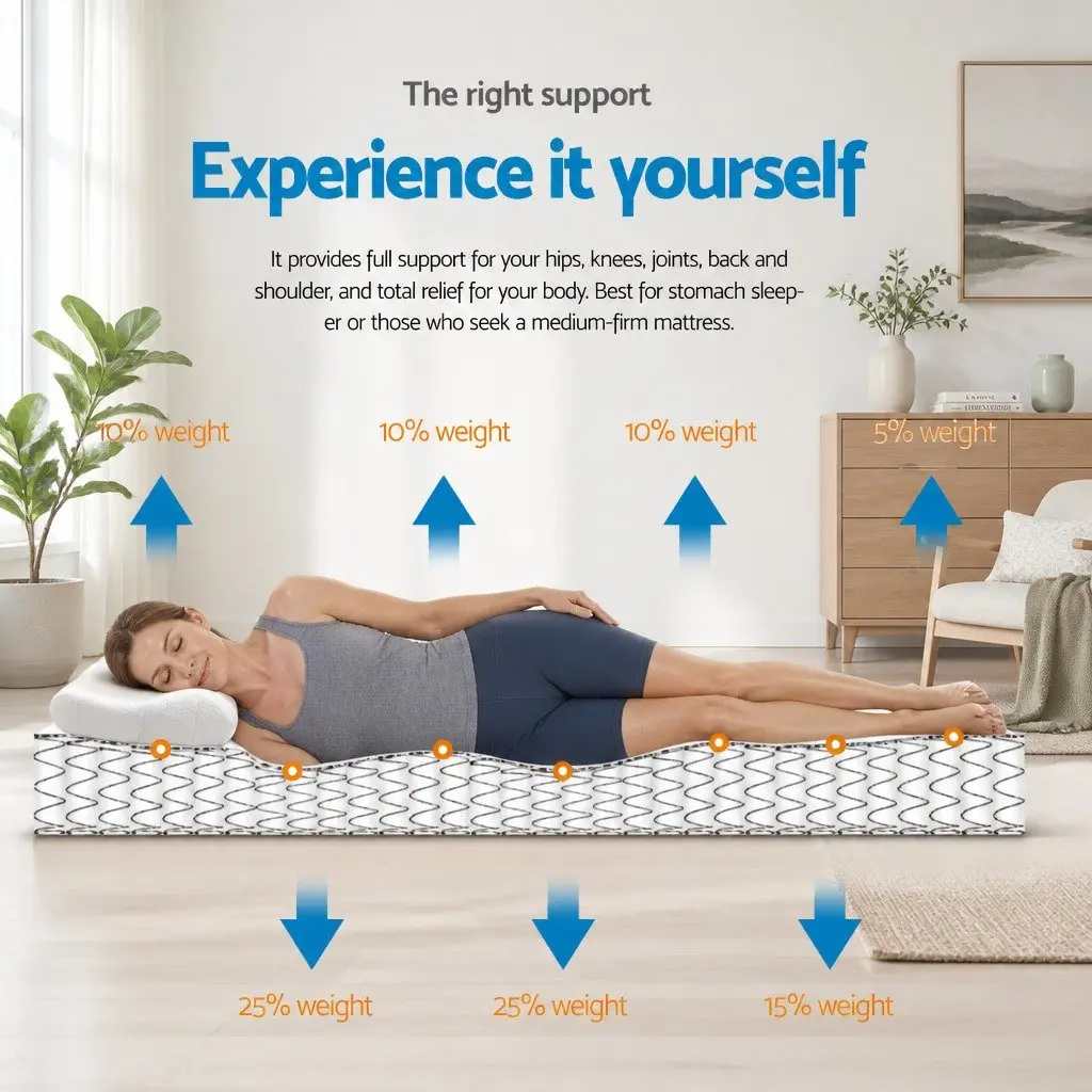 Pillow Top King Single Mattress with Bonnell Spring Support