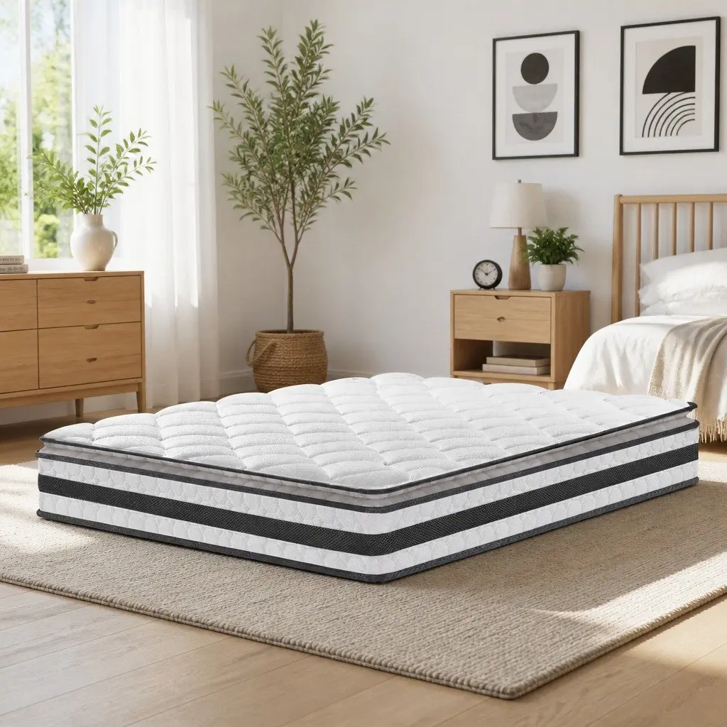 Single Mattress Pillow Top 21cm Medium Firm Bonnell Spring White