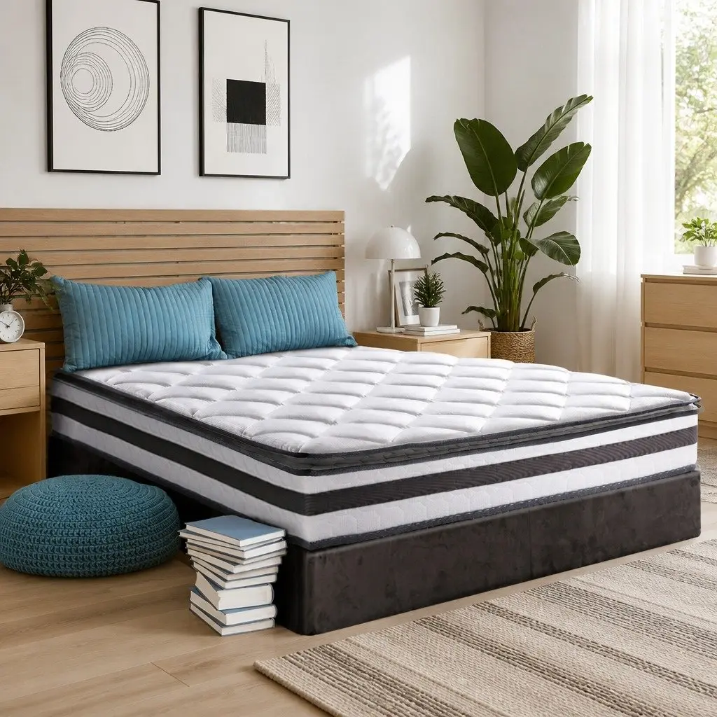 Single Mattress Pillow Top 21cm Medium Firm Bonnell Spring White