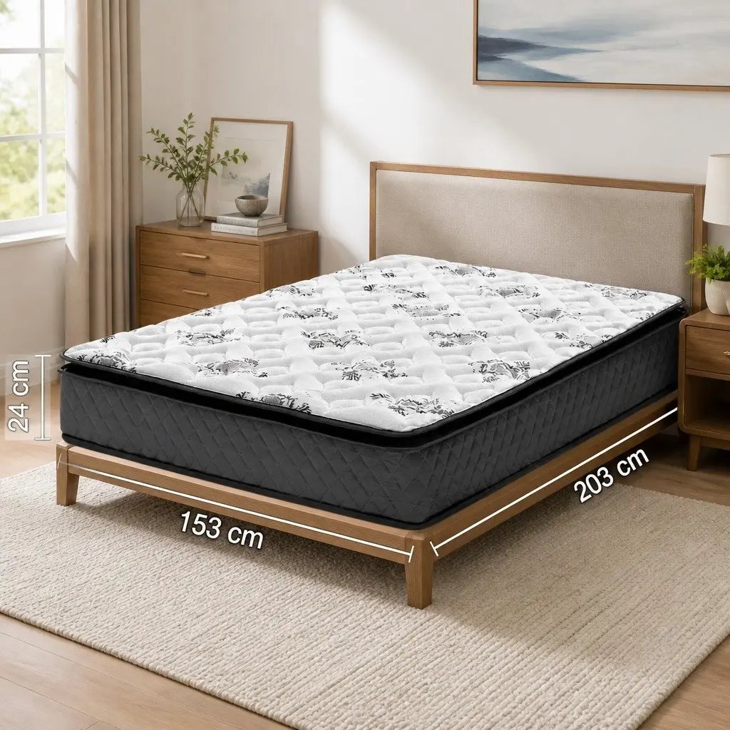 Queen Mattress 24cm Pillow Top for Support