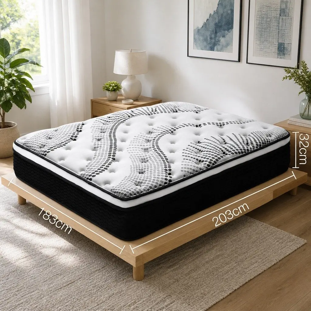 King Size Mattress Euro Top 32cm Thick Pocket Spring White