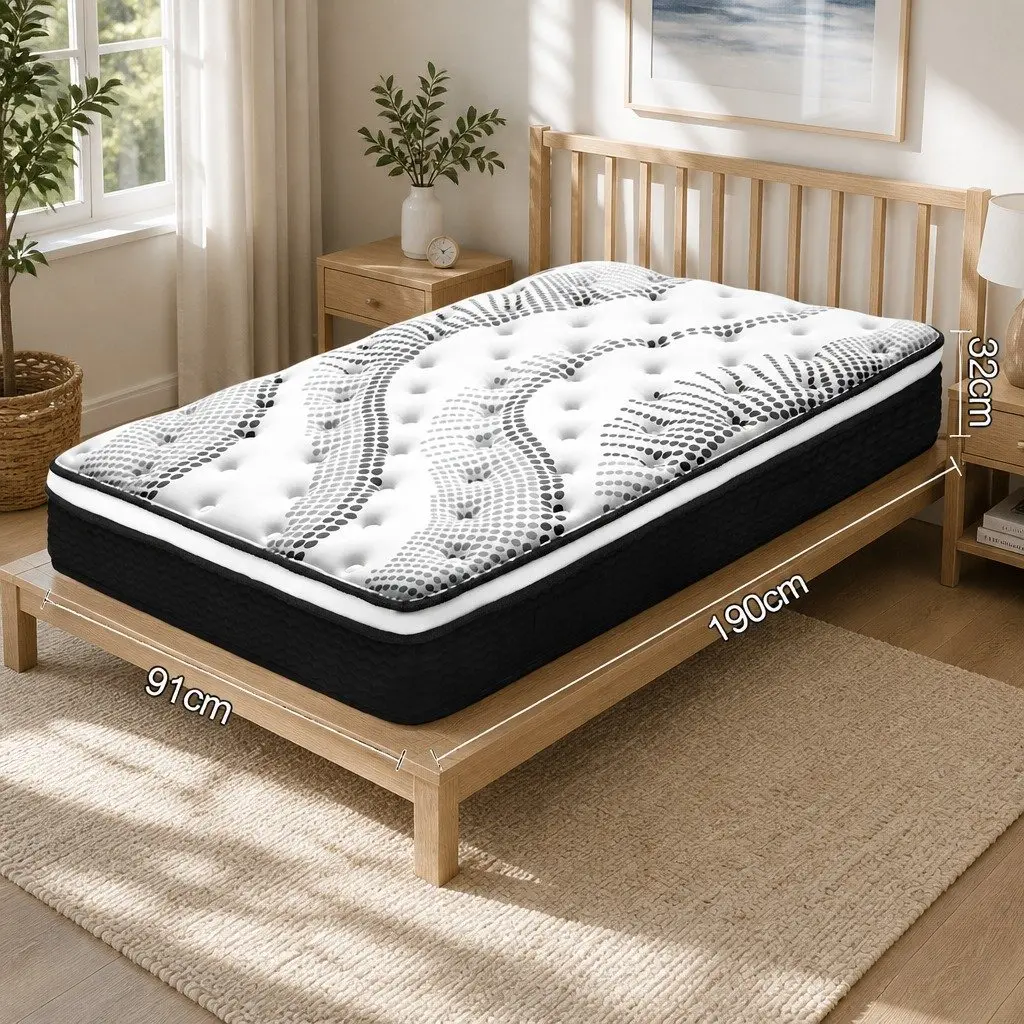 Single Euro Top Mattress 32cm Thick with Pocket Springs