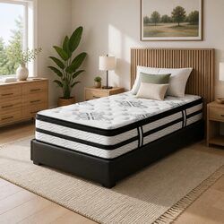 Single Mattress 34cm Euro Top Pocket Spring Medium Firm Support Bed Comfort