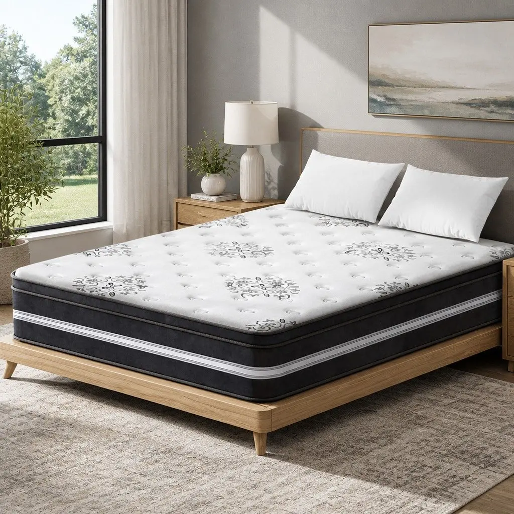 Double Mattress Cool Gel Memory Foam 34cm Medium Firm White Grey