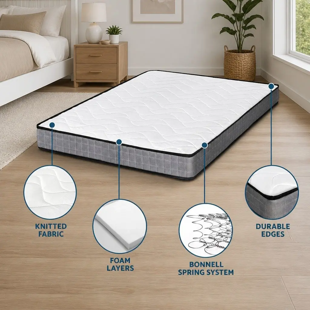 King Single Mattress 13cm Medium Firm Bonnell Spring