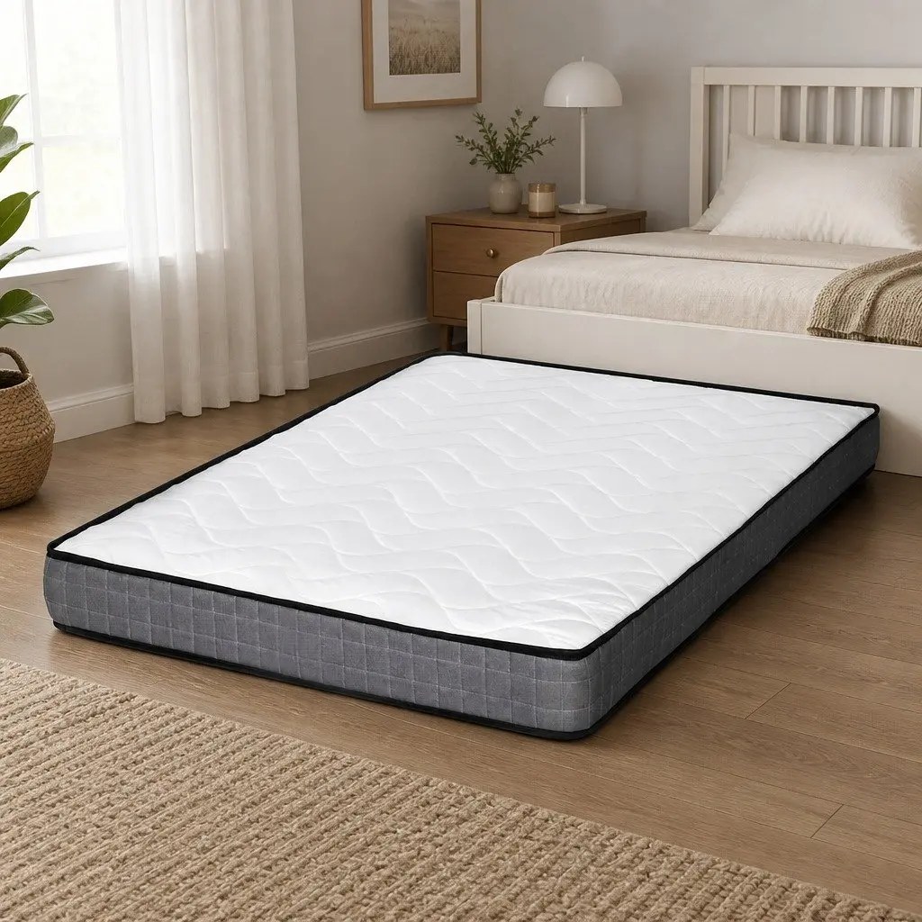 Single Mattress Bonnell Spring 13cm Medium Firm Quilted White Grey