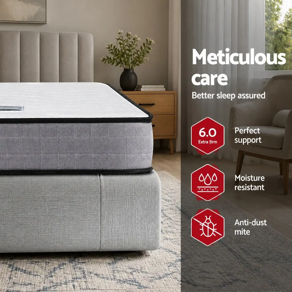 Single Mattress Bonnell Spring 13cm Medium Firm Quilted White Grey