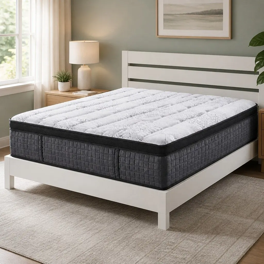 Single Mattress 34cm Euro Top 9 Zone Pocket Spring Medium Firm Latex Foam