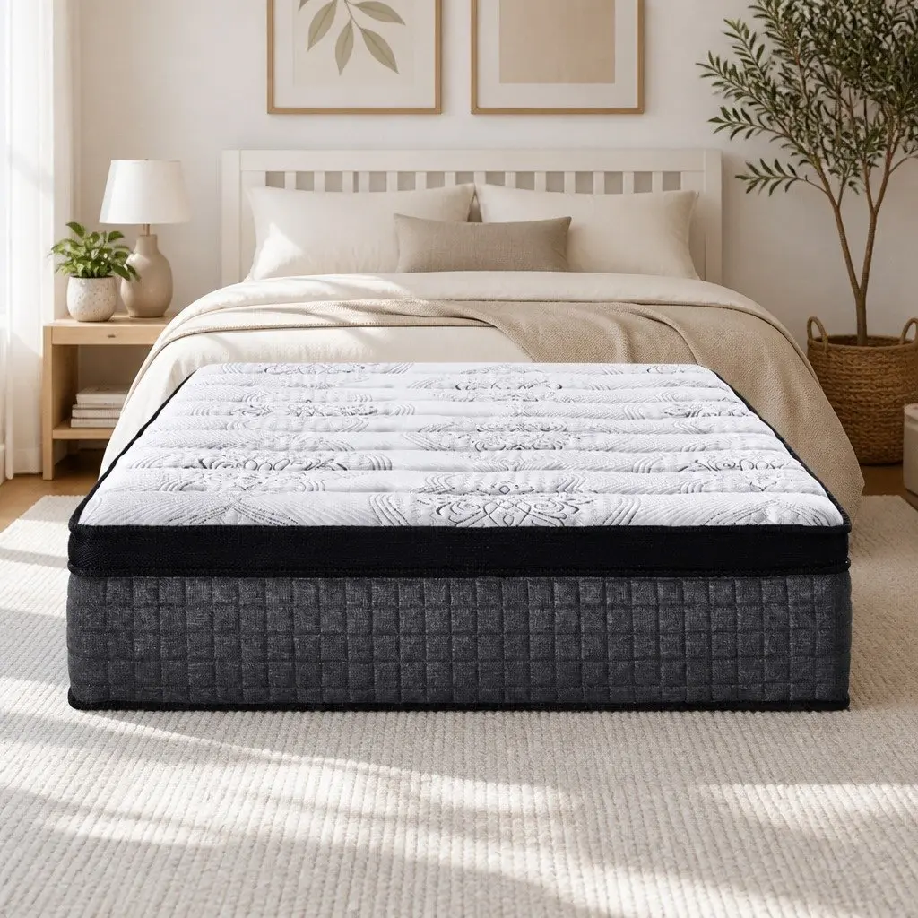 Single Mattress 34cm Euro Top 9 Zone Pocket Spring Medium Firm Latex Foam