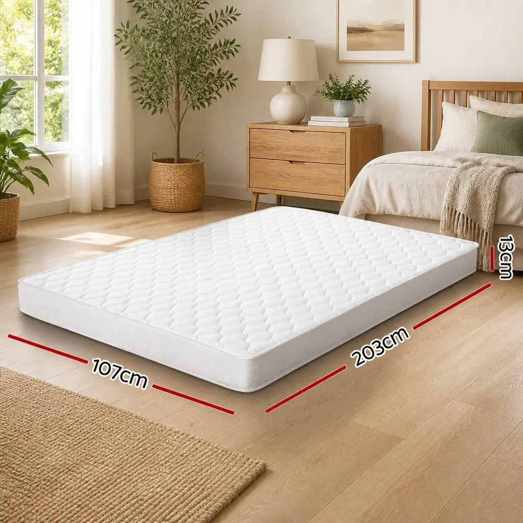 King Single Mattress Bonnell Spring 13cm Medium Firm White