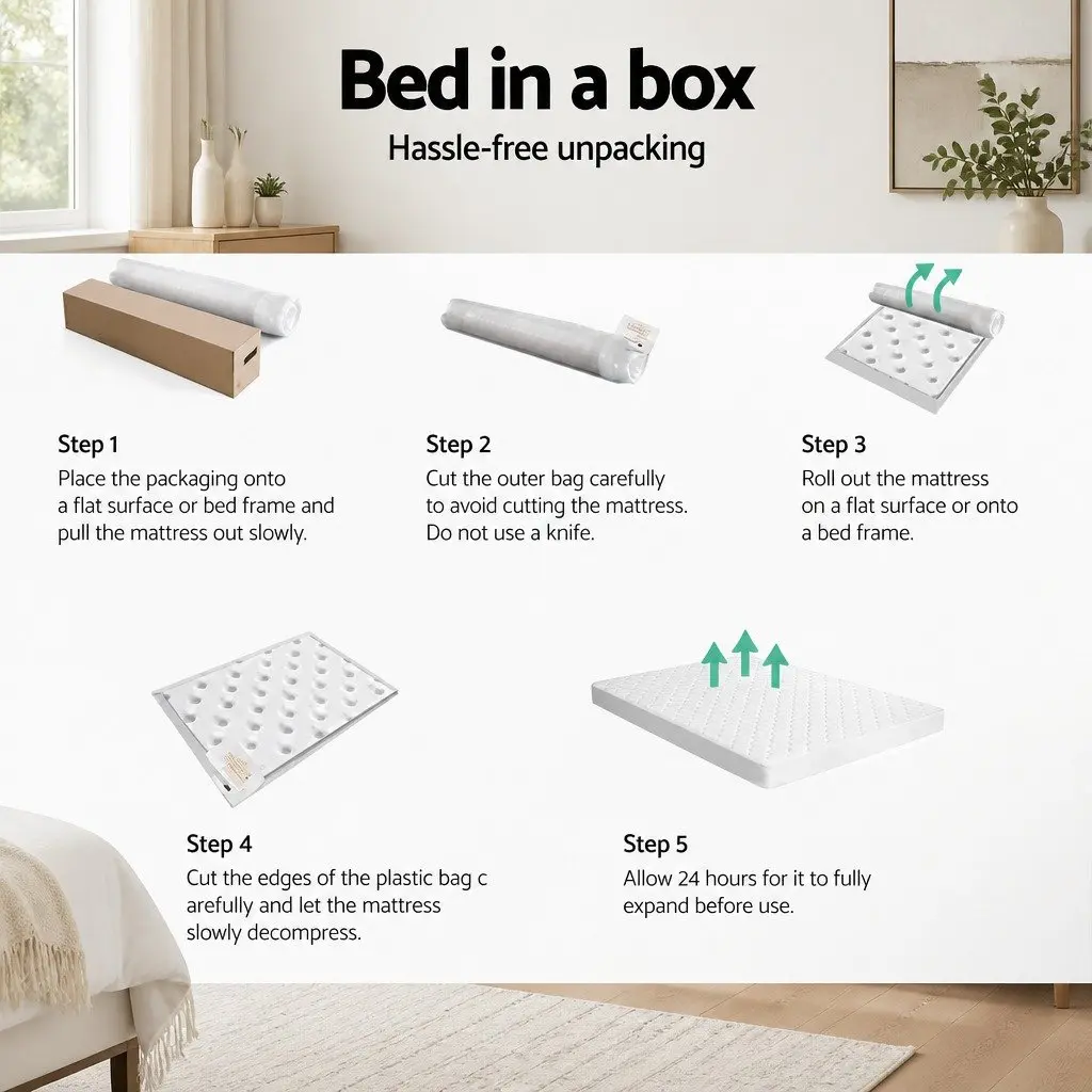 King Single Mattress Bonnell Spring 13cm Medium Firm White