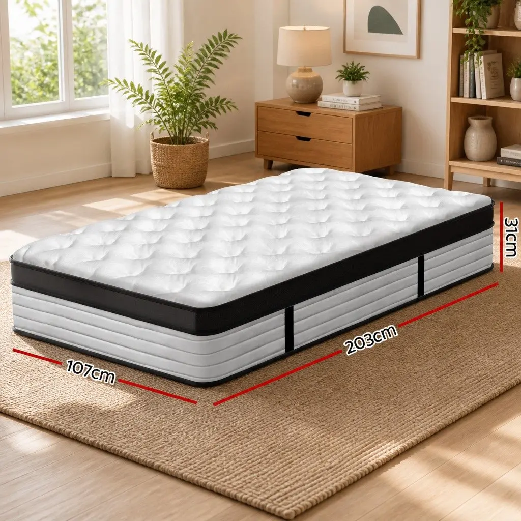 Euro Top Pocket Spring Bed, King Single, 31cm Plush Support