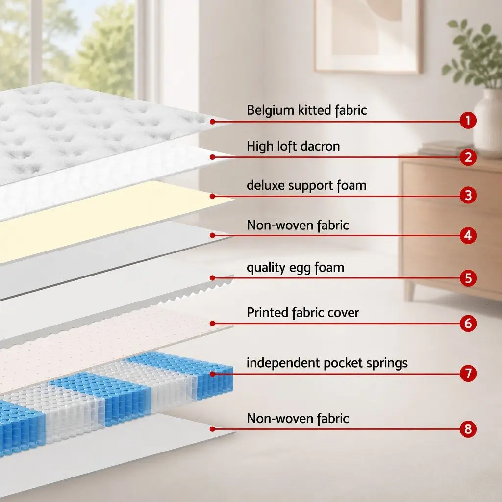 Euro Top Pocket Spring Bed, King Single, 31cm Plush Support