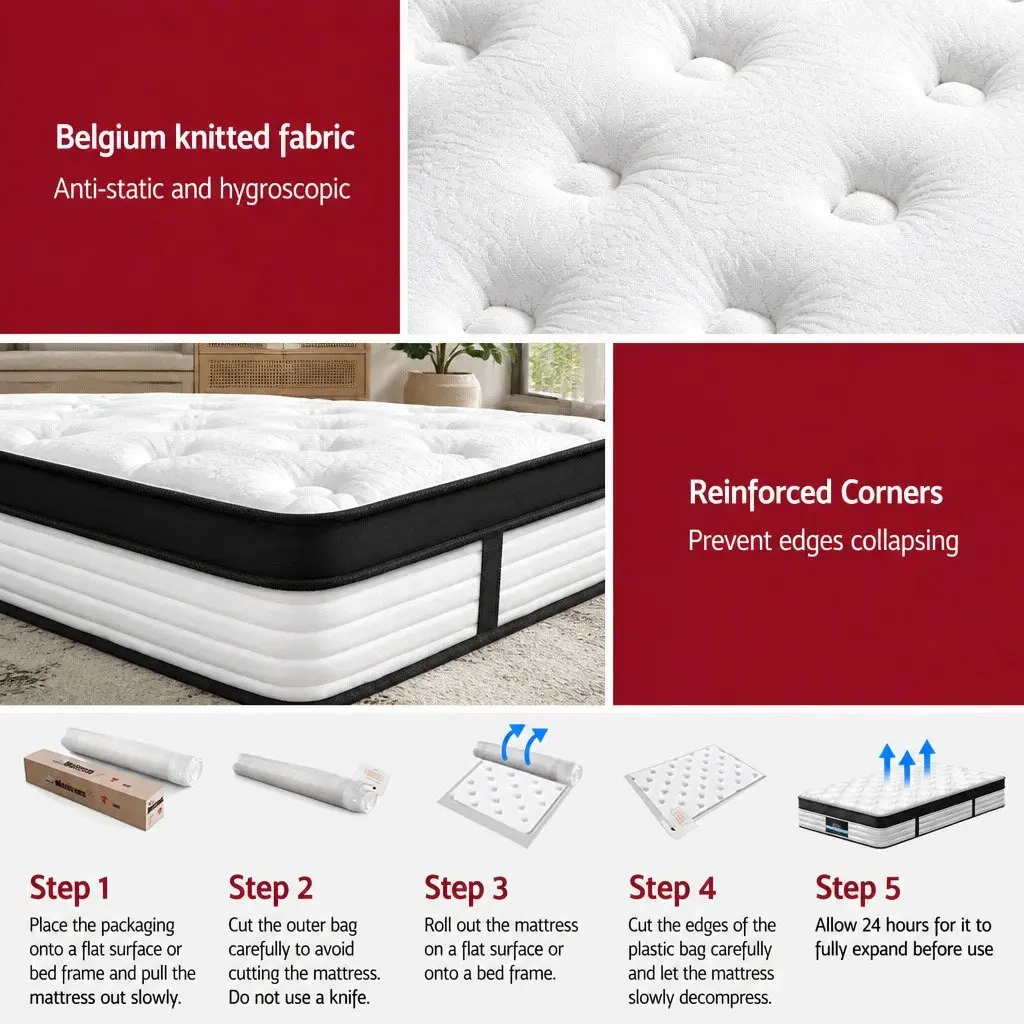 Euro Top Pocket Spring Bed, King Single, 31cm Plush Support
