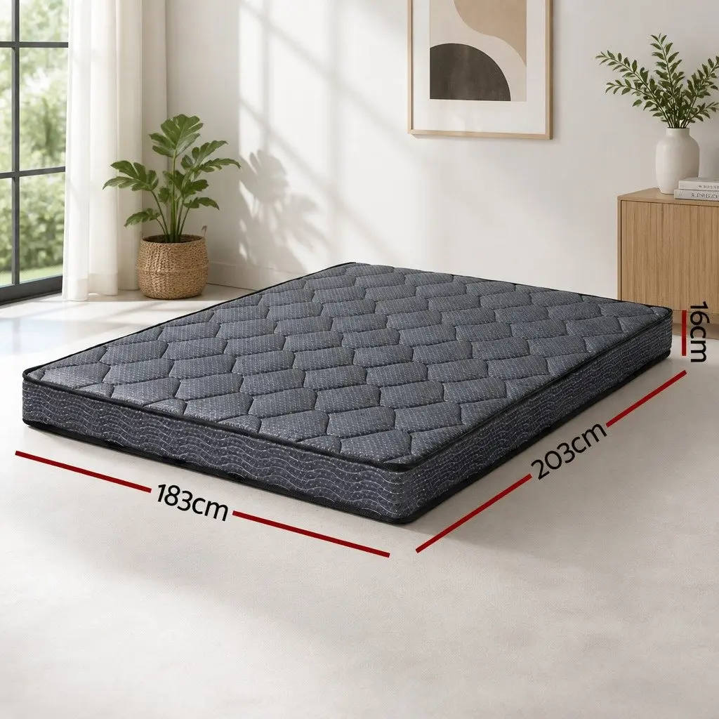 King Size Mattress Bonnell Spring 16cm Medium Firm Grey