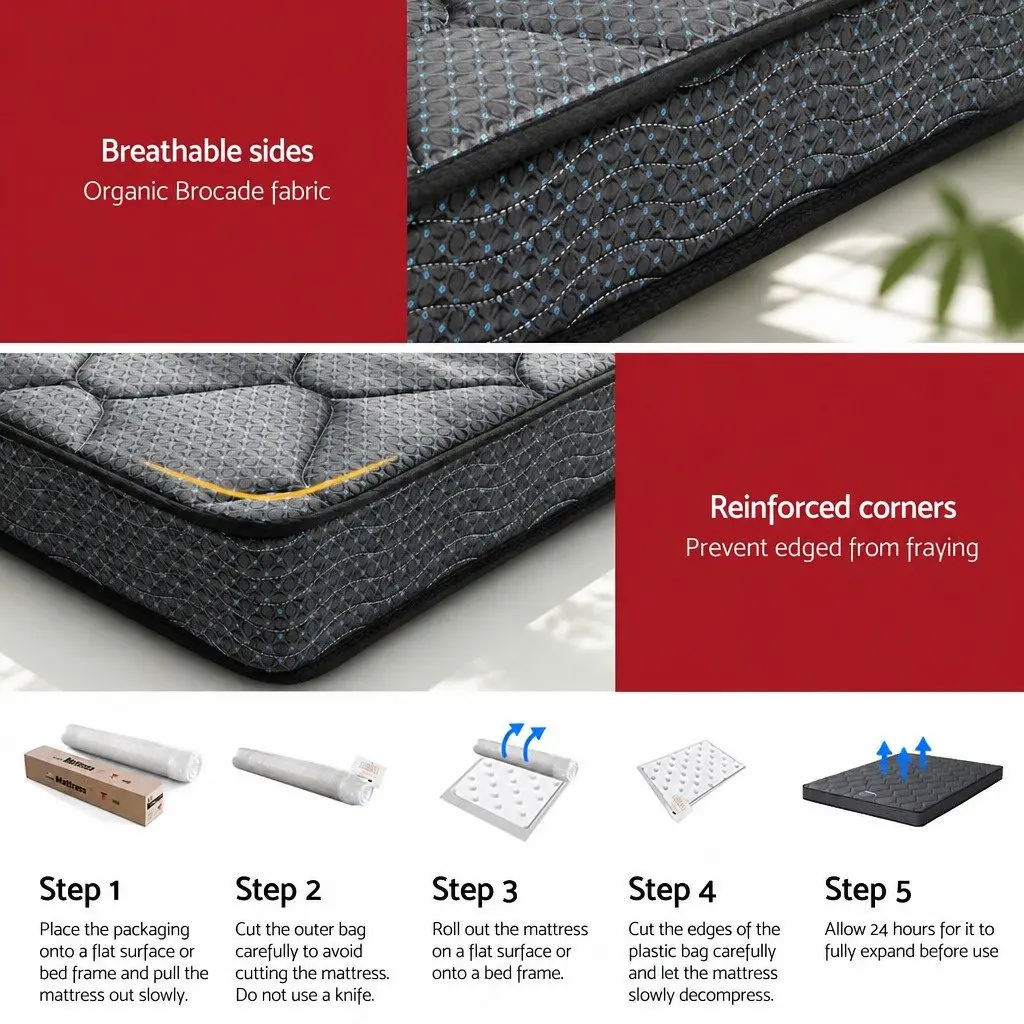 King Size Mattress Bonnell Spring 16cm Medium Firm Grey