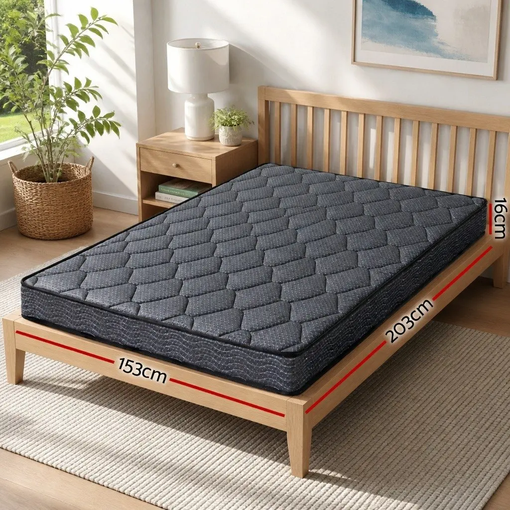 Queen Mattress Bonnell Spring 16cm Medium-Firm Support Grey
