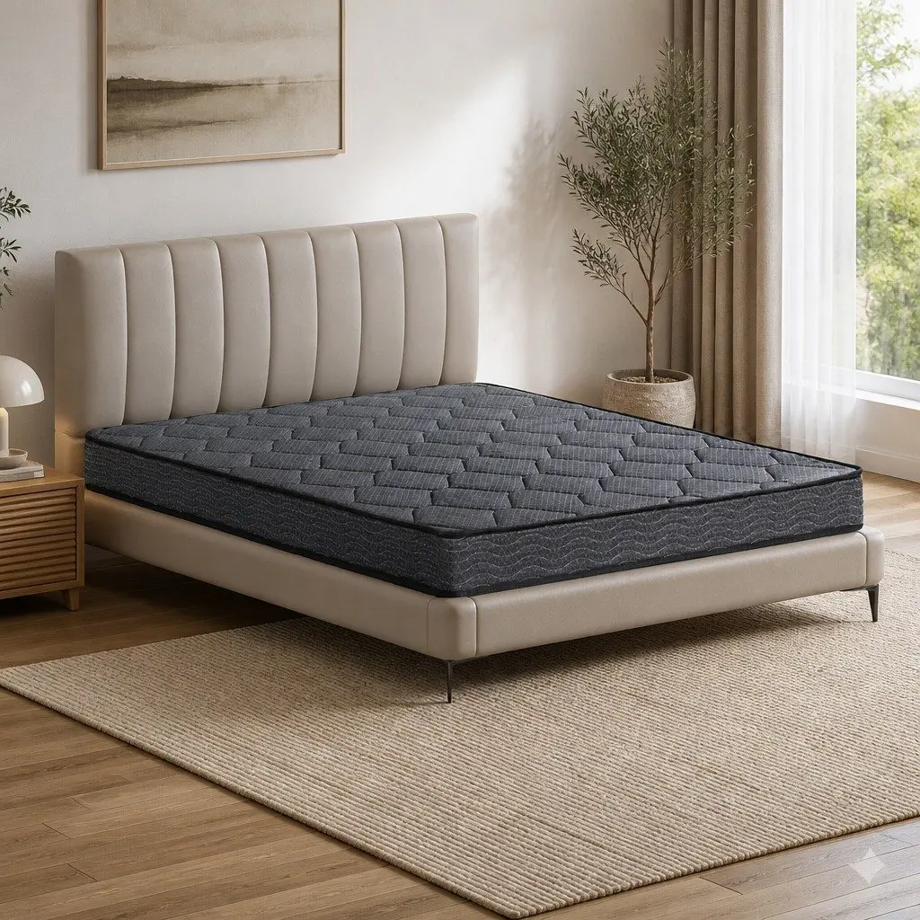 Queen Mattress Bonnell Spring 16cm Medium-Firm Support Grey
