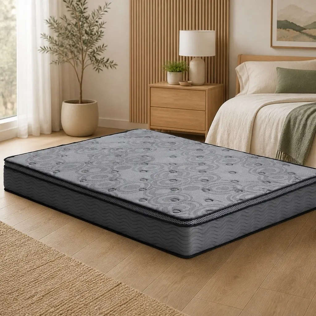 Double Mattress 26cm Euro Top Medium-Firm Support Grey Pocket Spring Bed