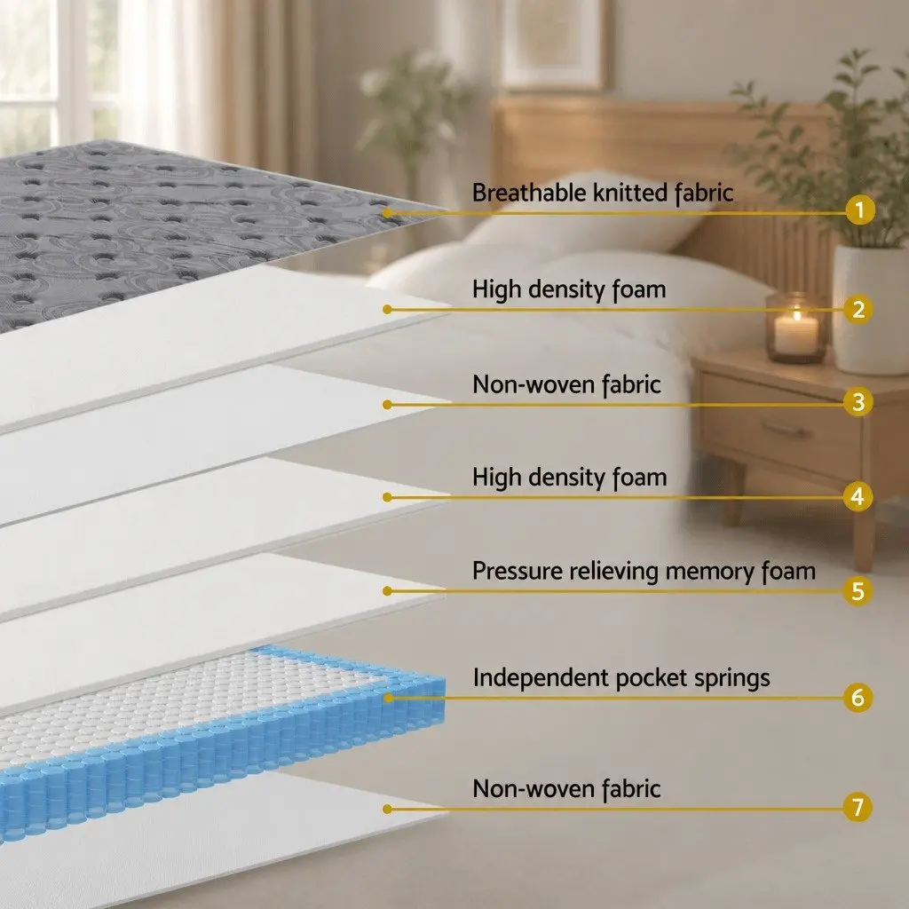 Euro Top Single Mattress 26cm Thick with Memory Foam Support