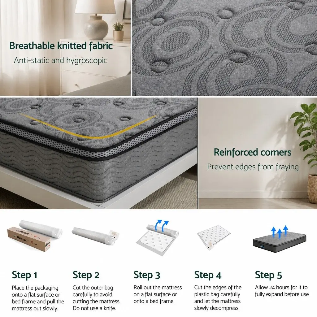 Euro Top Single Mattress 26cm Thick with Memory Foam Support