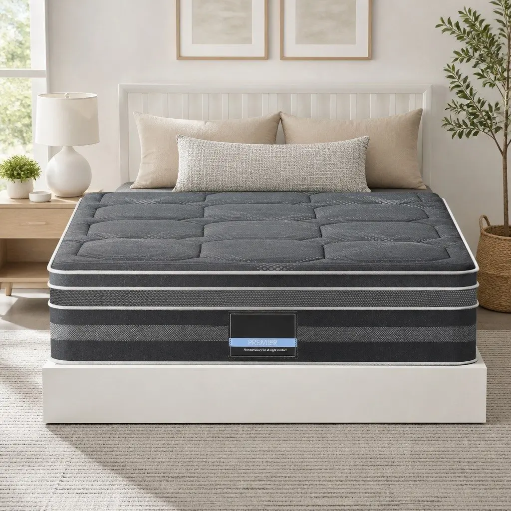 Hybrid Pocket Spring Double Mattress 35cm Euro Top Grey