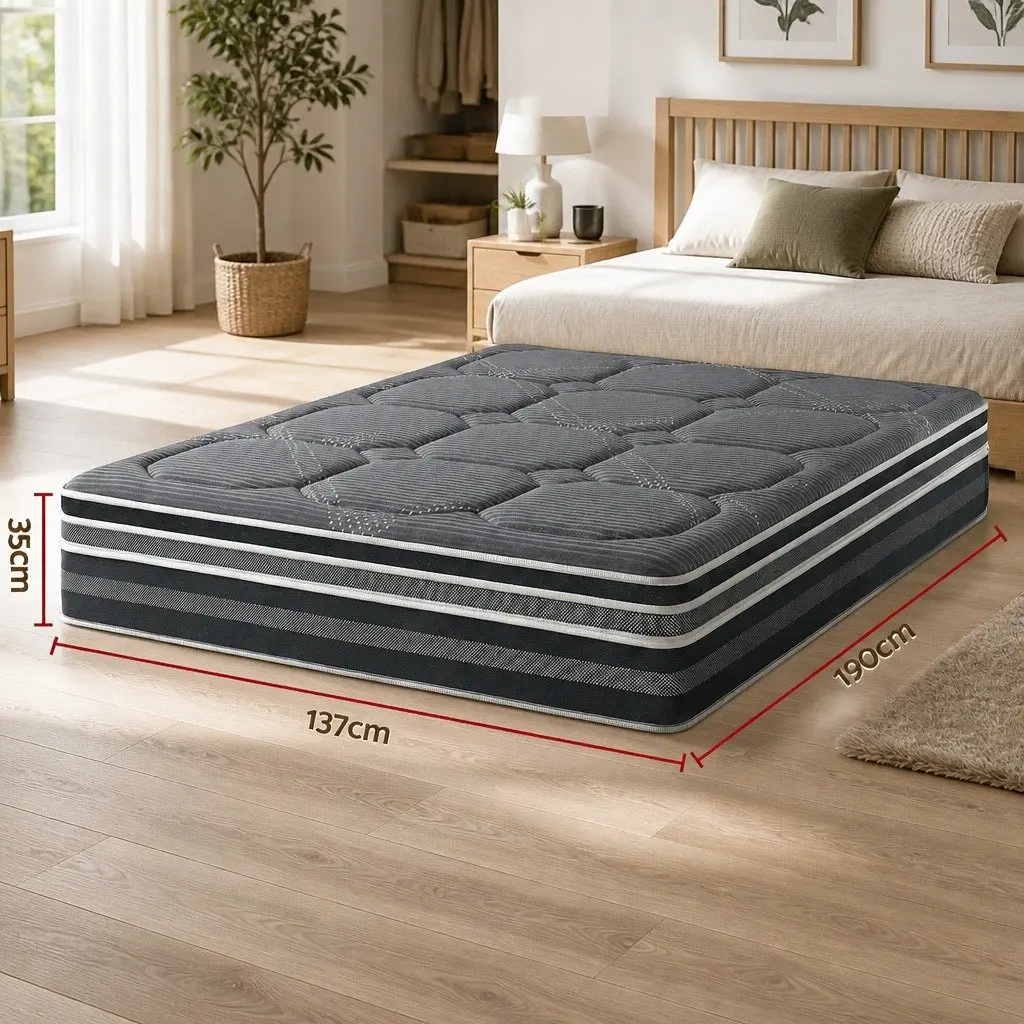 Hybrid Pocket Spring Double Mattress 35cm Euro Top Grey