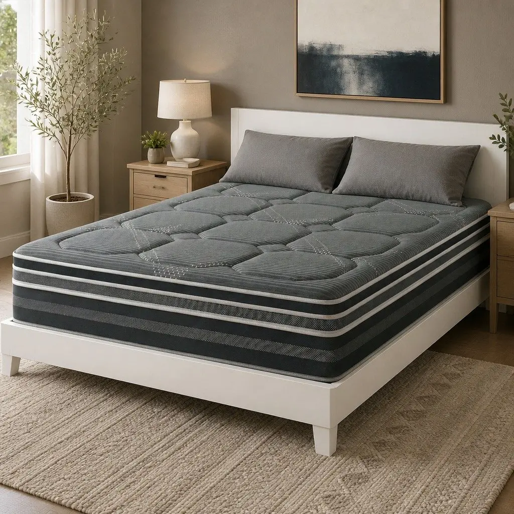 Hybrid Pocket Spring Double Mattress 35cm Euro Top Grey